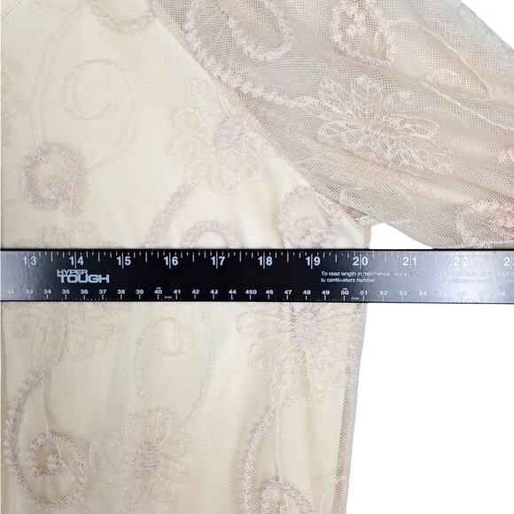 Womens Top Large Boho Chic Crochet Floral Sheer Fairy‎ Whimsical Feminine Dainty - Picture 3 of 7